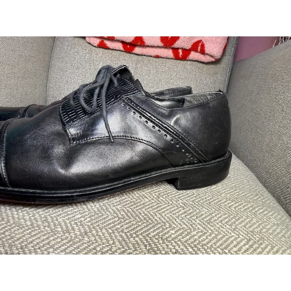 Stacy Adams Mens Black Leather Cap Toe Oxford Dress Shoes 25113-001 Size 9.5 M